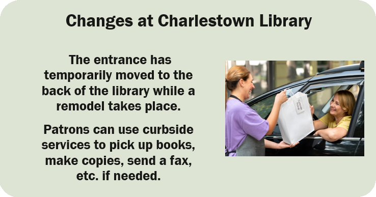 main door moved at charlestown library