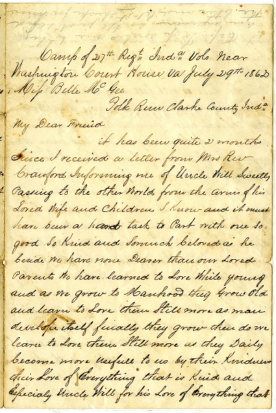 letter written by a civil war soldier